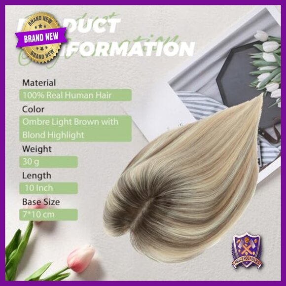 10 Inch Human Hair Topper with Swiss Lace Base, 7x10cm, Clip-In for Volume main image 6